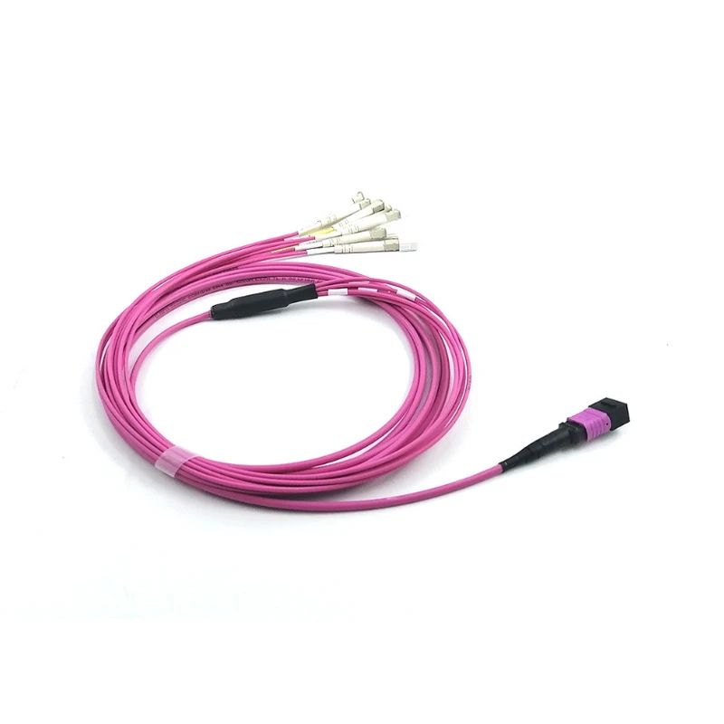 8 Fiber MPO to LC Breakout Patch Cable 3M Polarity B Multimode OM4