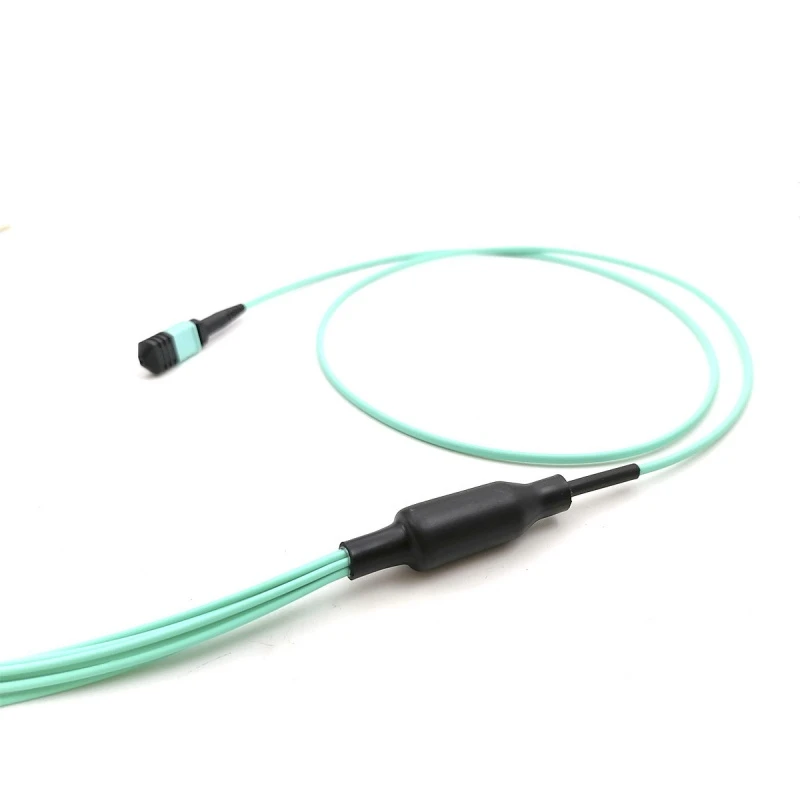 8 Fiber OM3 MPO Female to LC/UPC Breakout Cable Type B 1m