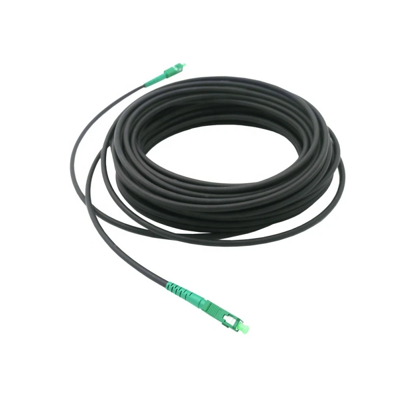 FTTH Outdoor 4.8mm 1 Fiber Ruggedized Drop Cable G657A2 SC/APC-SC/APC Black LSZH
