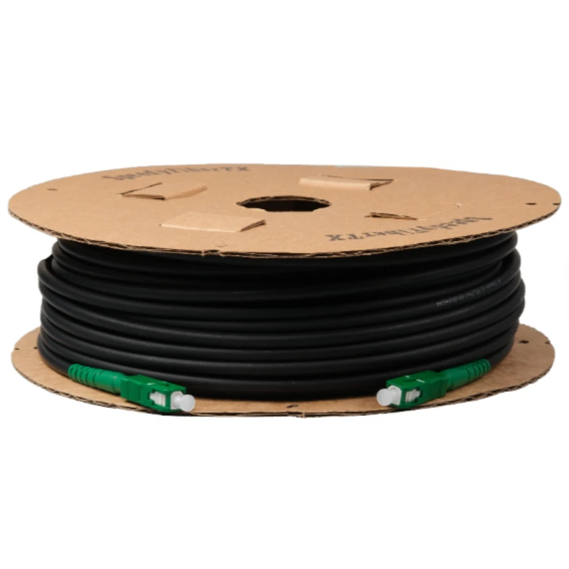 FTTH Outdoor 4.8mm 1 Fiber Ruggedized Drop Cable G657A2 SC/APC-SC/APC Black LSZH