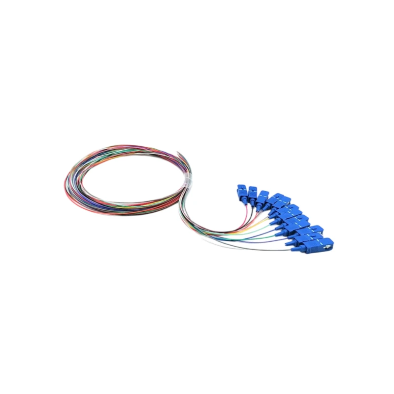 12 Fiber Pigtails SC UPC to Unterminated, 0.9mm Unjacketed Color-Coded, OS2 Single Mode, 1m (3ft)