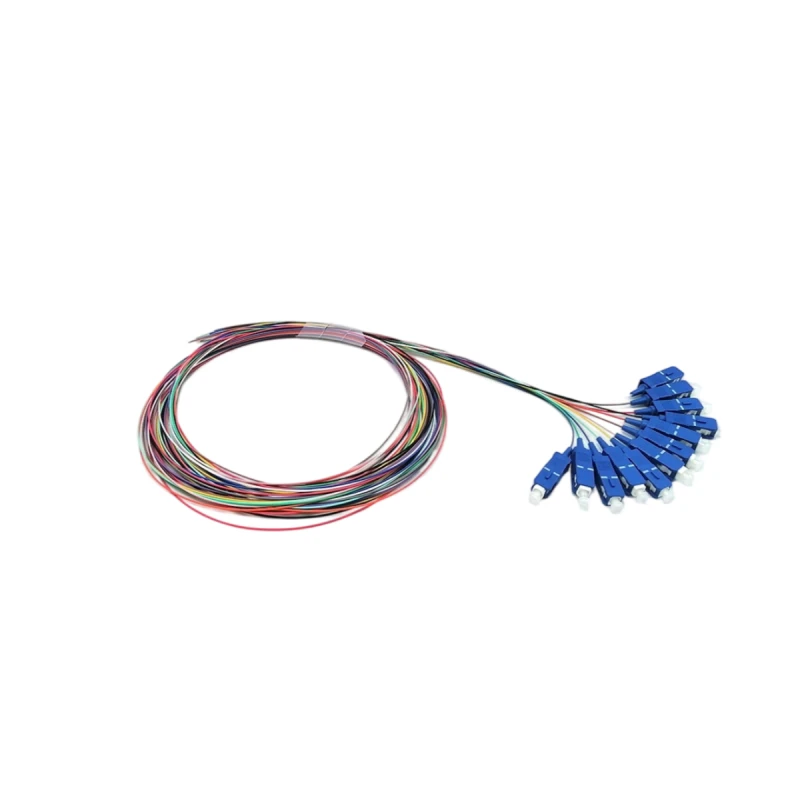 12 Fiber Pigtails SC UPC to Unterminated, 0.9mm Unjacketed Color-Coded, OS2 Single Mode, 1m (3ft)