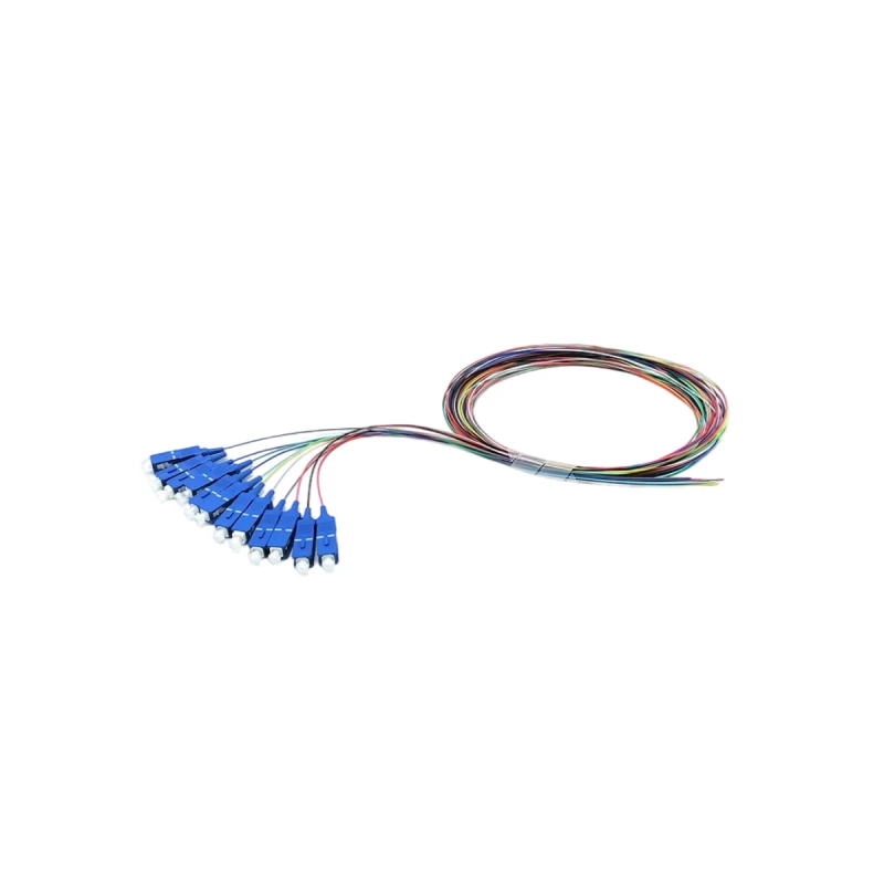 12 Fiber Pigtails SC UPC to Unterminated, 0.9mm Unjacketed Color-Coded, OS2 Single Mode, 1m (3ft)