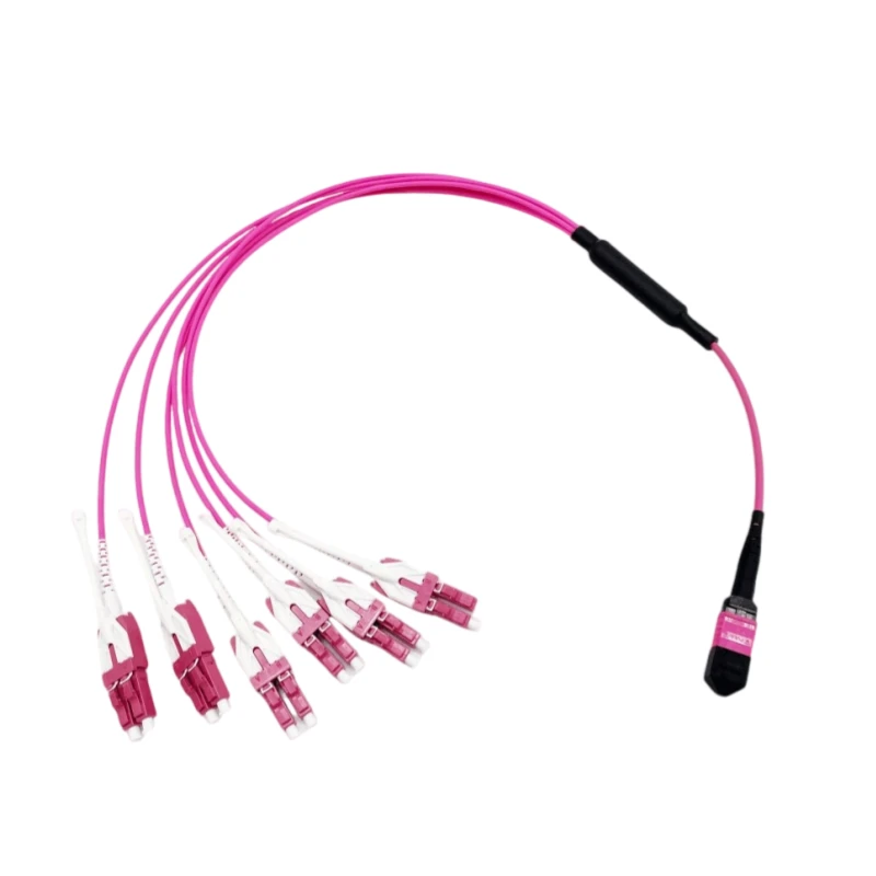 8 Fiber MTP to LC Breakout Cable Multimode OM4 Female Type B 3M