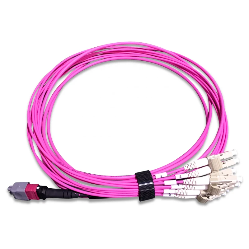 8 Fiber MTP to LC Breakout Cable Multimode OM4 Female Type B 3M