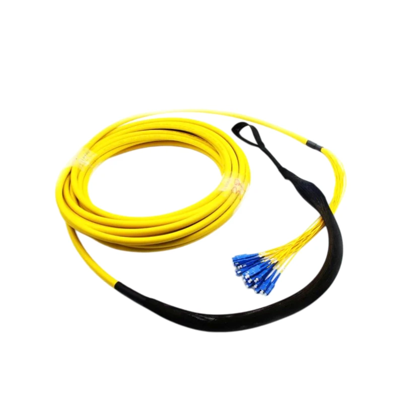 24 Core OS2 Single Mode SC/UPC-LC/UPC Multi-fiber Breakout Cable with Pulling Eye Kit
