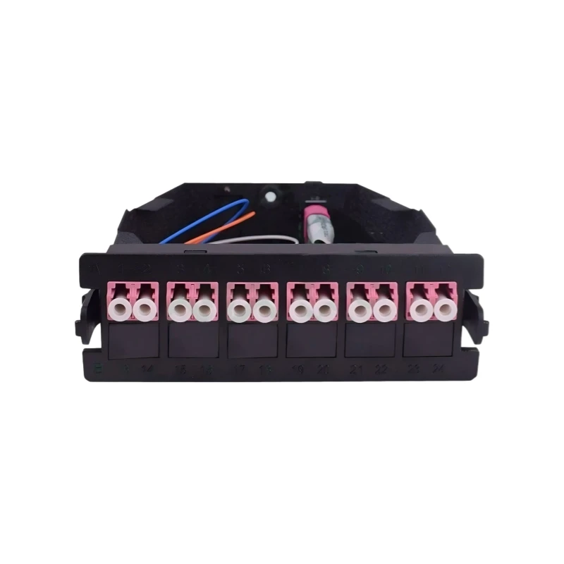 Pre-terminated MPO-12 Male to 6x LC Duplex Megenta Fiber Optic Cassette OM4 Type A