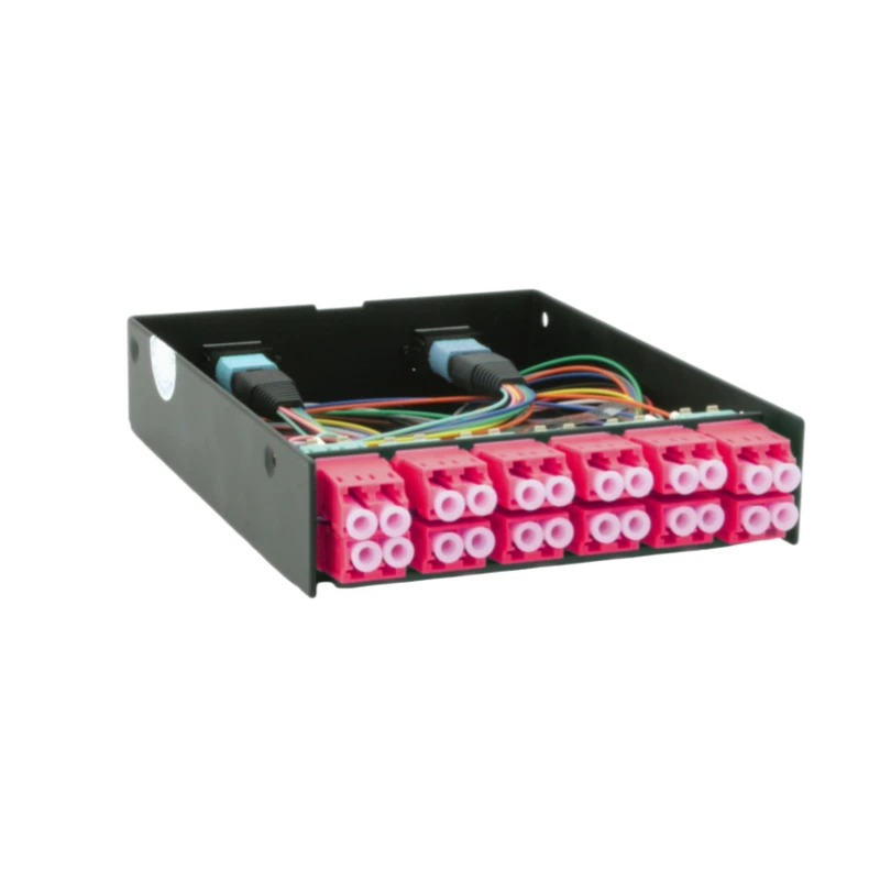 Pre-terminated MPO-24 Male to 12x LC Duplex Fiber Optic Cassette OM4 Type A