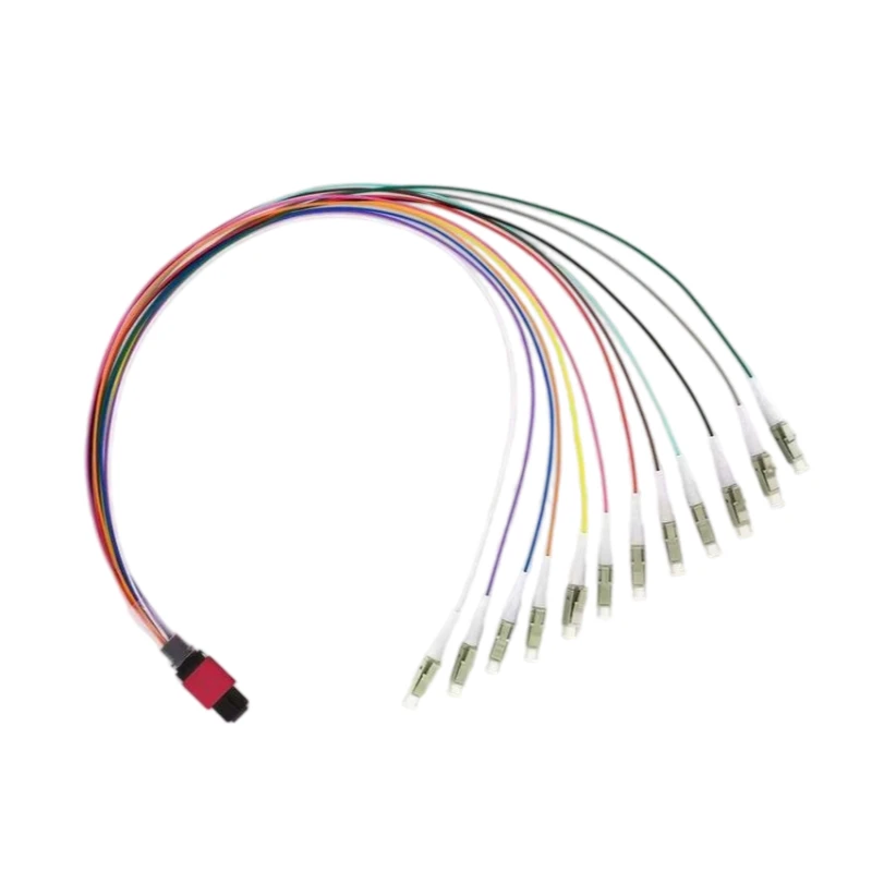 12 Fiber Multimode OM4 MPO Feamle to LC/UPC 0.9mm Fan-out Cable 0.35M