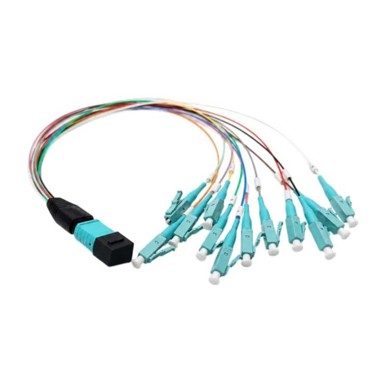 12F Multimode OM3 MPO/MTP Female-LC Patch Cord 0.9mm Fan-out 0.35M