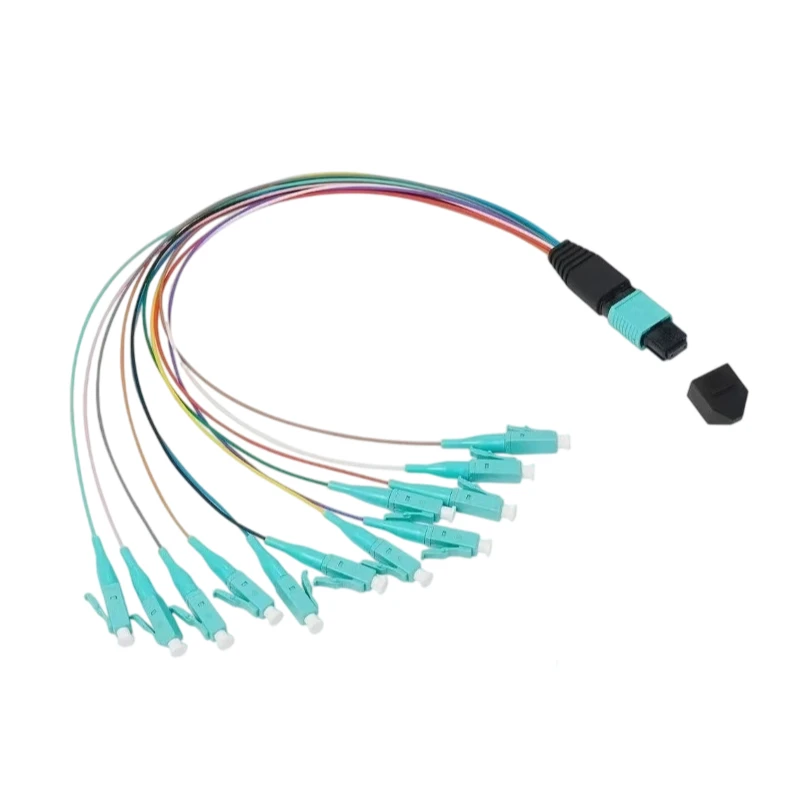 12F Multimode OM3 MPO/MTP Female-LC Patch Cord 0.9mm Fan-out 0.35M