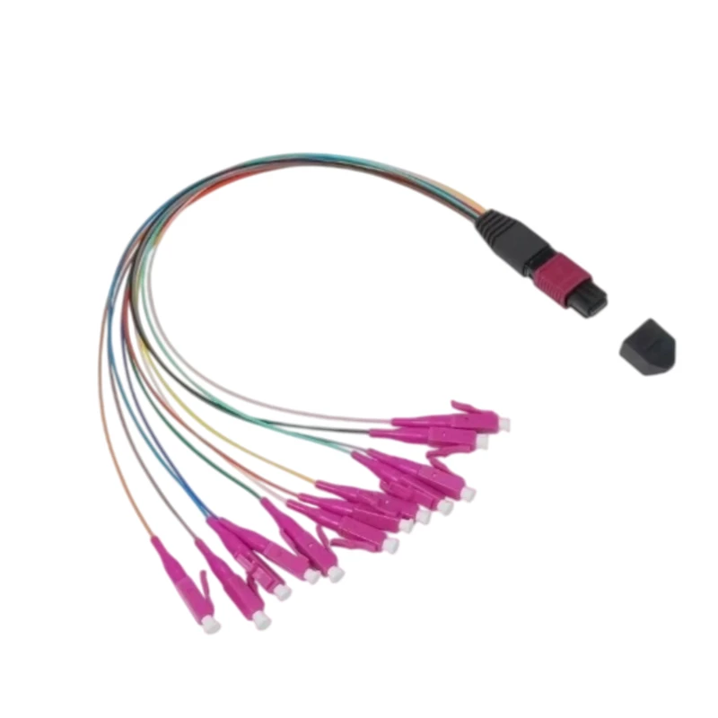 12 Fiber Multimode OM4 MPO Feamle to LC/UPC 0.9mm Fan-out Cable 0.35M