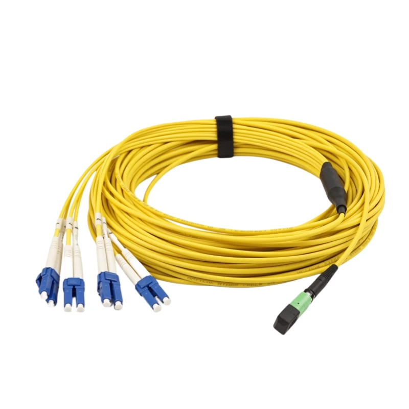 MPO-8 APC (Female) to 4 x LC UPC Duplex, 8 Fibers, Single Mode MPO Breakout Cable 1m (3ft)