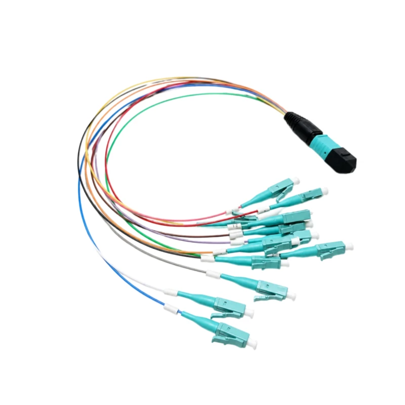 12F Multimode OM3 MPO/MTP Female-LC Patch Cord 0.9mm Fan-out 0.35M