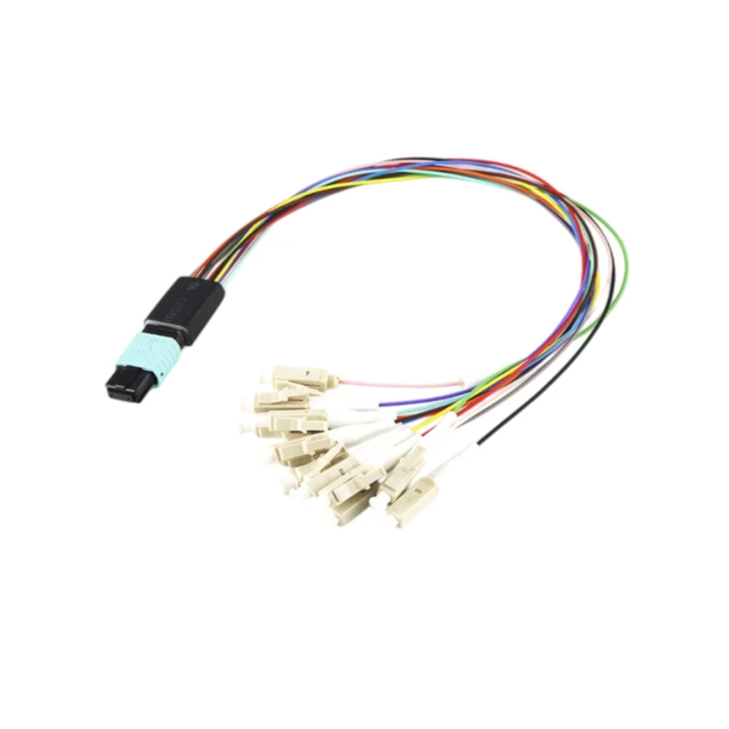 Multimode OM3 12 Fiber MPO to LC Fan-out Cable 0.35M