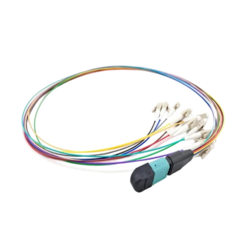 Multimode OM3 12 Fiber MPO to LC Fan-out Cable 0.35M