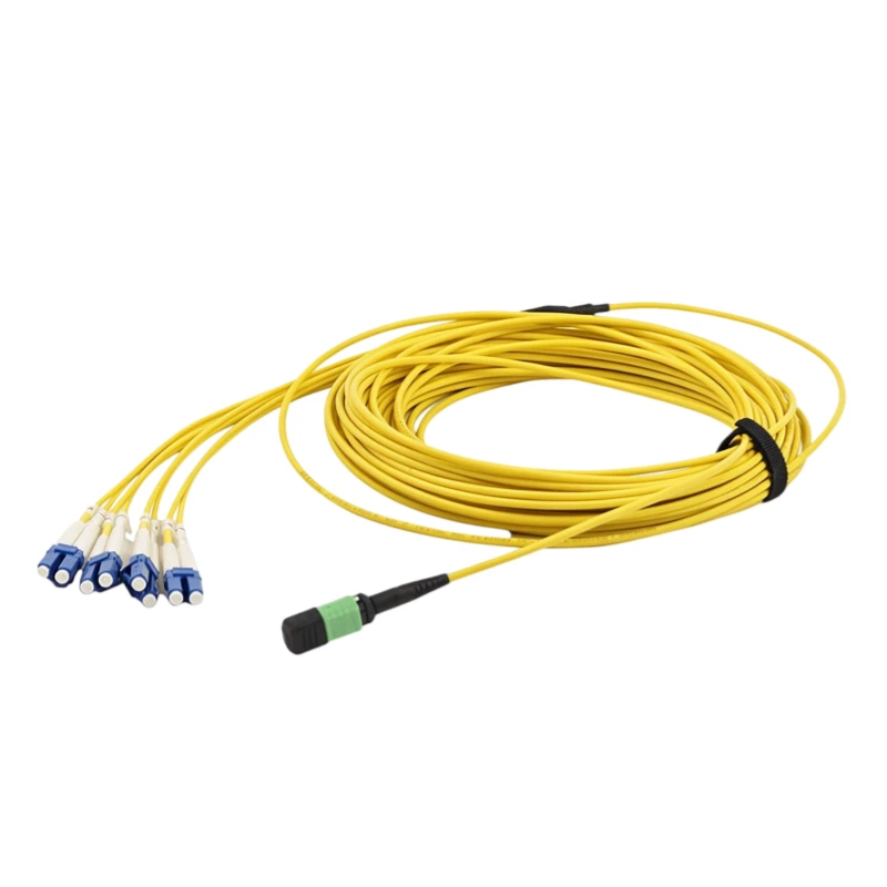 MPO-8 APC (Female) to 4 x LC UPC Duplex, 8 Fibers, Single Mode MPO Breakout Cable 1m (3ft)